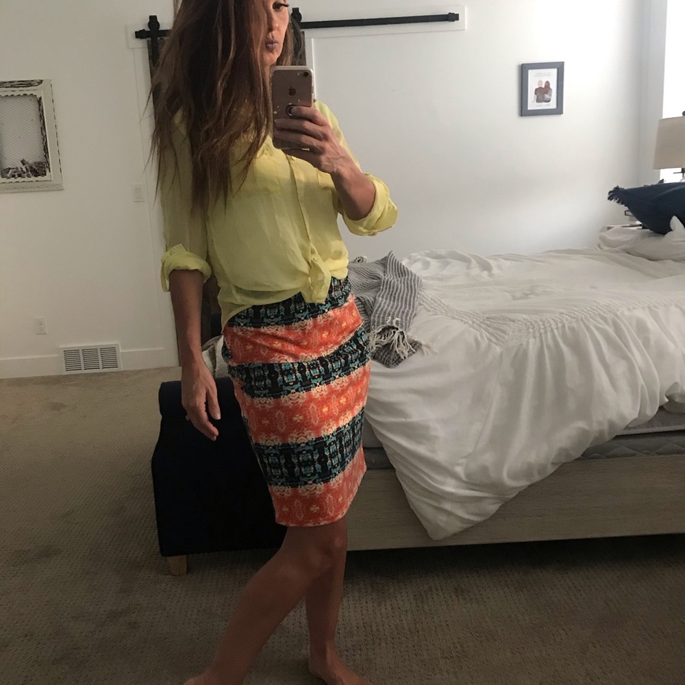 Patterned Pencil Skirt